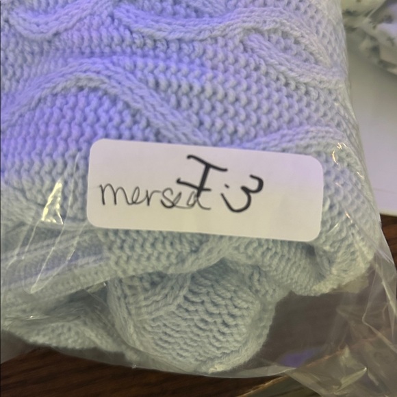 NWT MERSEA LIBSON TRAVELER OS sky blue Mock knit soft cozy acrylic coastal boho - Picture 14 of 14